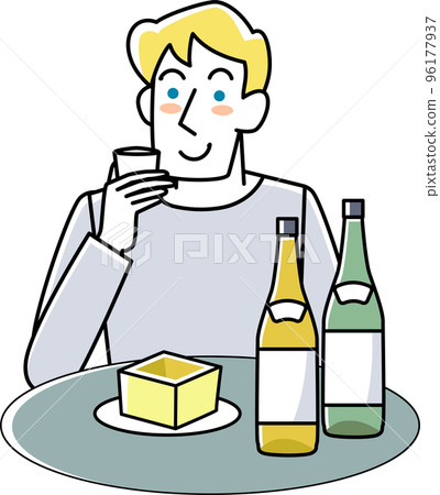 喜歡日本酒的外國人的上半身 喜歡日本酒的外國人的上半身 96177937