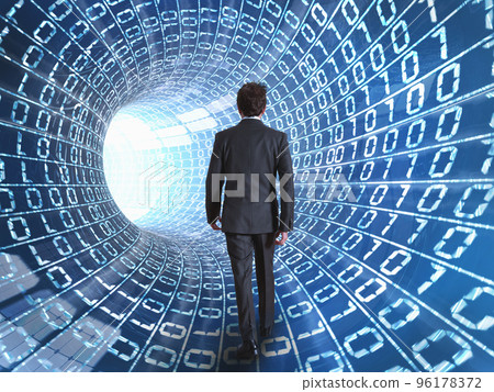 Businessman and internet cable Businessman and internet cable 96178372