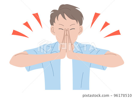 一個人雙手一起祈禱的插圖素材 96178510