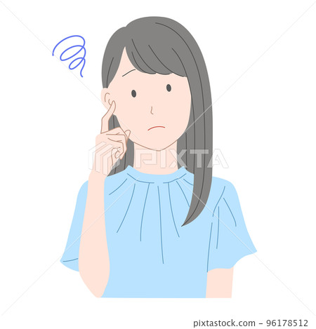 一個表情困擾的女人的插圖素材 96178512