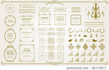 Set of classic vintage frames and vintage icons Set of classic vintage frames and vintage icons 96178971