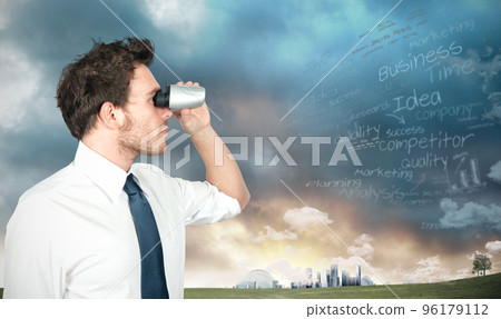 Businessman looking for new business Businessman looking for new business 96179112