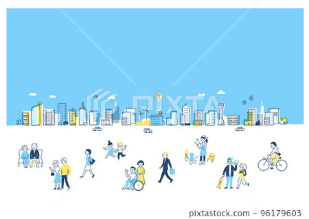 city streets and people 96179603