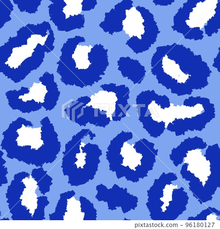 Hand drawn seamless pattern of blue leopard - Stock