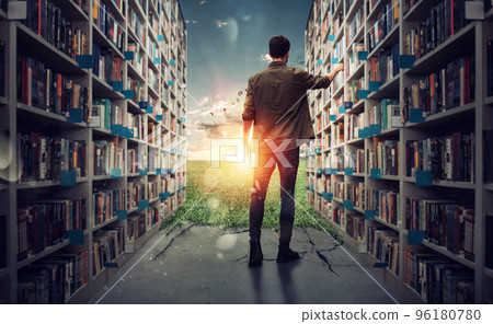 New hidden world behind the library. Books open the mind for imagination 96180780