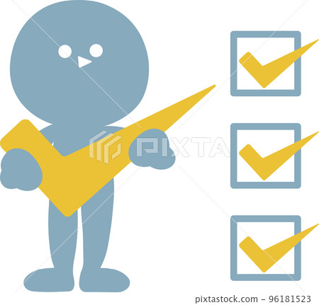 Illustration of a simple person with check boxes and ticks 96181523