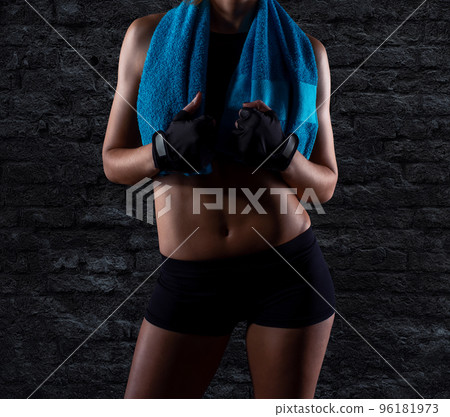 Determinated girl at the gym ready to start fitness lesson 96181973
