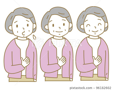 高級女性面部表情模式插圖素材集 高級女性面部表情模式插圖素材集 96182602
