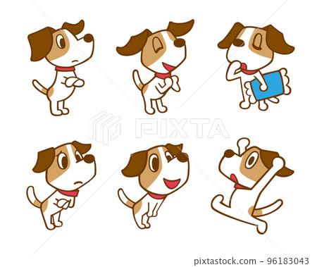 Jack Russell Terrier dog set 7 brown line (excited, embarrassed, bowed, etc.) 96183043