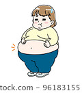 Illustration of a woman suffering from metabolic syndrome and obesity 96183155