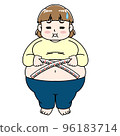 Illustration of a woman measuring her waist (diet) 96183714