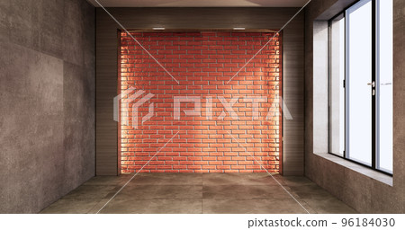 Architecture and interior concept Empty room and granite wall and concrete wall background 3D illustration rendering 96184030