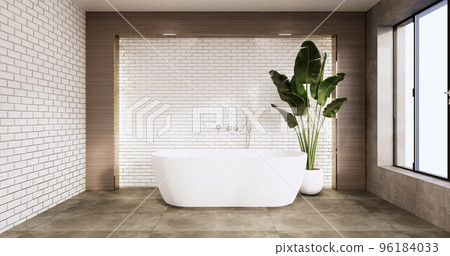 Granite Tiles white and black wall design Toilet, room modern style. 3D illustration rendering 96184033