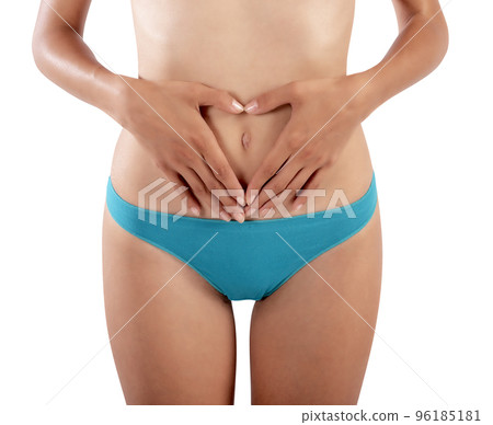 Girl makes a heart with her hands 96185181