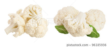 Piece of cauliflower isolated on white background macro. With Piece of cauliflower isolated on white background macro. With 96185936