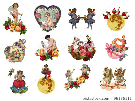 復古拼貼情人節圖標 復古拼貼情人節圖標 96186111