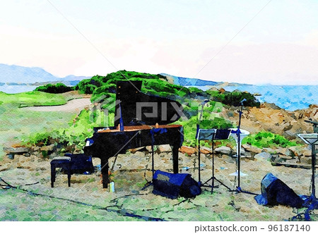 A grand piano on stage is ready for a concert 96187140