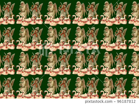 天使和天鵝復古包裝紙 96187812