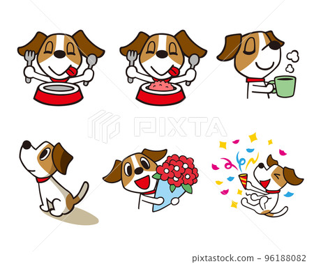 Jack Russell Terrier dog set 9 black line (itadakimasu, feast, bouquet, etc.) 96188082