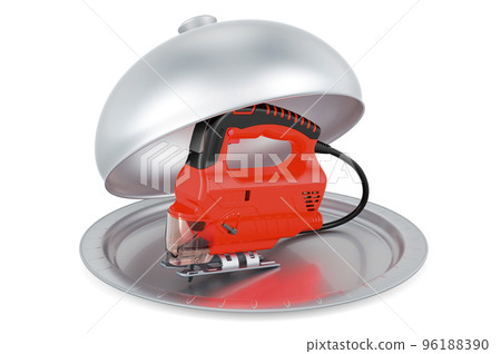 Restaurant cloche with power jigsaw, 3D rendering 96188390