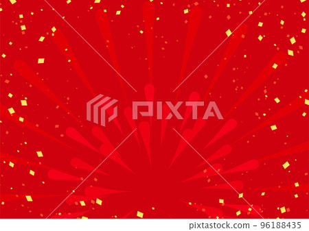 鮮紅色濃度線和五彩紙屑的背景插圖 96188435