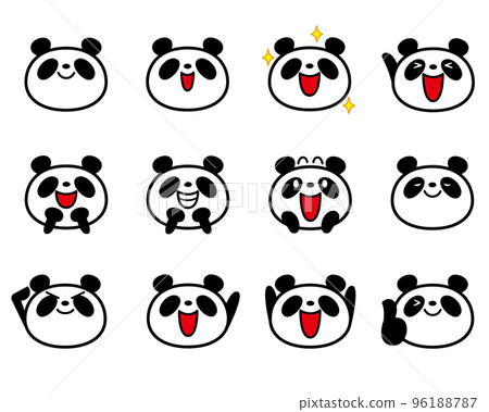 Simple panda face expression set 1 (smile, understand, like, etc.) 96188787