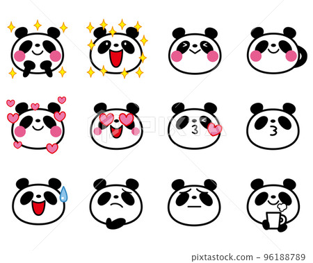 Simple panda face expression set 2 (glitter, heart, break, etc.) 96188789