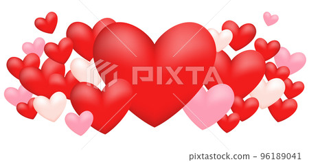 Many large and small hearts overlapped on a white background 96189041