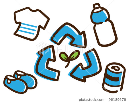 A deformed illustration that recommends recycling of used items and resources 96189676