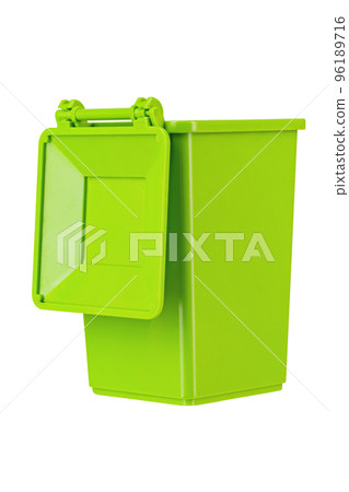 A new unbox light green large plastic bin  isolated on white background 96189716