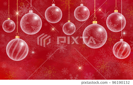 Red background and transparent Christmas ornaments 96190132