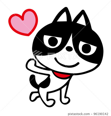 Hand-drawn Hachiware cat favorite pose 96190142