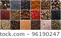 Spice and herbs background 96190247
