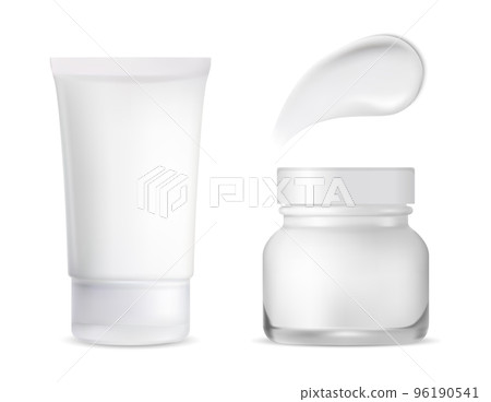 White cosmetic cream tube. Cream jar with smear 96190541