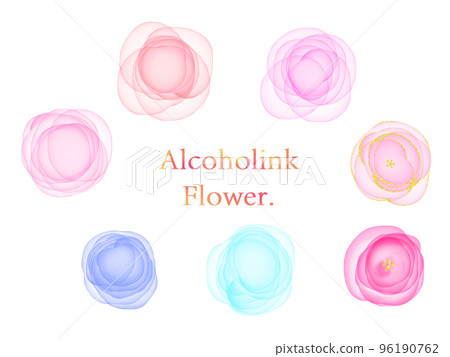 酒精墨水玫瑰圖標集 96190762