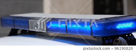 Police car with red and blue warning lights 96190820