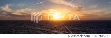 Dramatic Colorful Sunset Sky over North Atlantic Ocean. Cloudscape Nature Background Dramatic Colorful Sunset Sky over North Atlantic Ocean. Cloudscape Nature Background 96190823