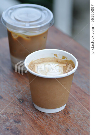 hot coffee , iced coffee or iced cappuccino coffee and hot latte coffee 96190897