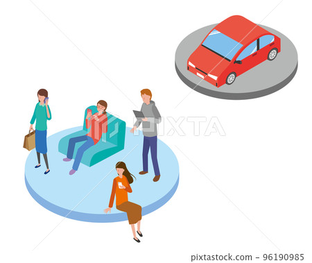 Image illustration of young people leaving the car 96190985