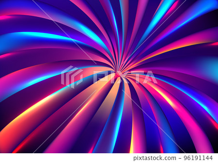 Abstract digital technology concept 3D neon colors glowing light rays tunnel speed motion on vibrant color background 96191144