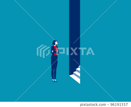 Businesswoman entering. Business accessibility vector illustration concept 96191557