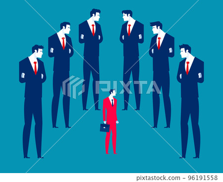 Business managers examine a small business person. Business authority vector illustration Business managers examine a small business person. Business authority vector illustration 96191558
