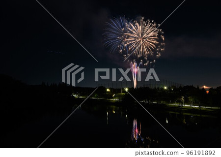 Fireworks at Ghibli Park to celebrate the opening of the park 96191892