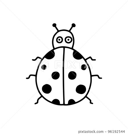 Cute ladybug. Doodle style. Vector illustration. Insect on a white background. 96192544