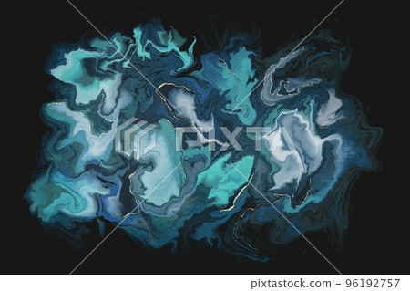 丙烯酸流體藝術的現代抽像模板)綠色大理石圖案和深色背景上的金色閃光 丙烯酸流體藝術的現代抽像模板)綠色大理石圖案和深色背景上的金色閃光 96192757