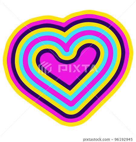Colorful Cartoon Doodle Heart. Icon Vector. Outline Simple Vector Illustration. Heart Comic Line Art. Colorful Cartoon Doodle Heart. Icon Vector. Outline Simple Vector Illustration. Heart Comic Line Art. 96192945
