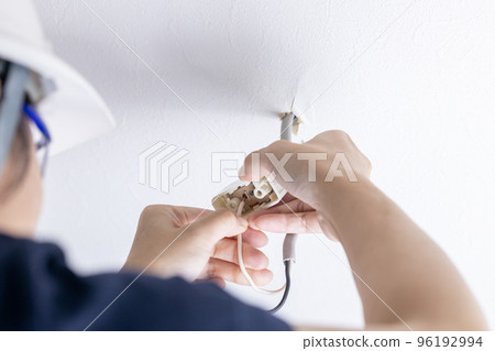 Hanging ceiling installation work for lighting fixtures Hanging ceiling installation work for lighting fixtures 96192994