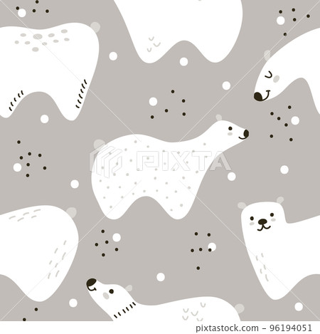 Gray pattern with white minimalistic bears in Scandinavian style 96194051