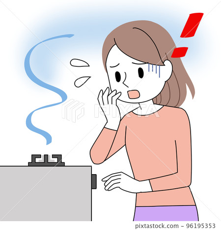 煤氣洩漏後驚慌失措的女人 96195353