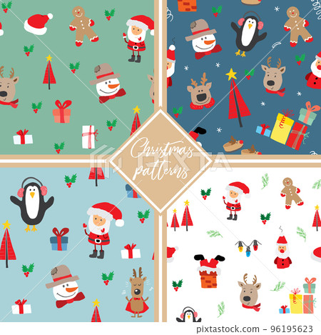 New Year and Christmas seamless pattern, hand drawn doodles Seamless Pattern. Background Vector Illustration 96195623
